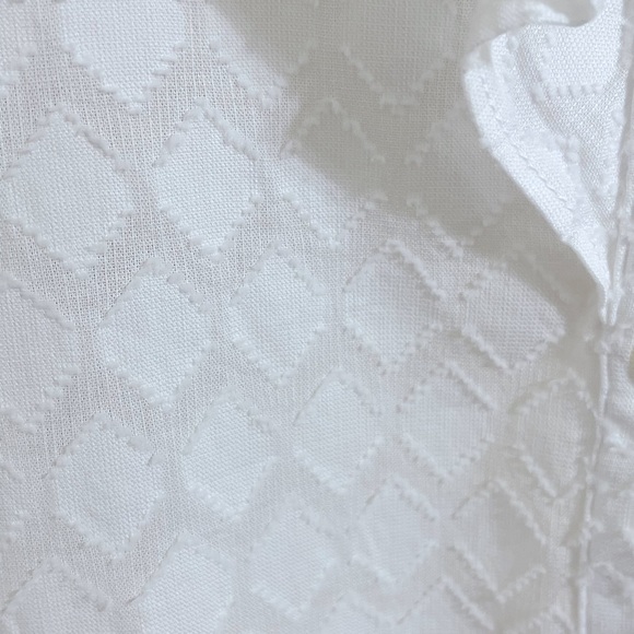 New LOFT White Cotton Romantic Ruffled Prairie Button Down Shirt Medium - Picture 7 of 12